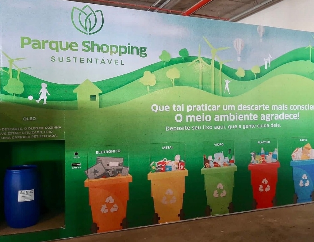 Espaço para coleta de recicláveis é instalado no Parque Shopping Bahia 